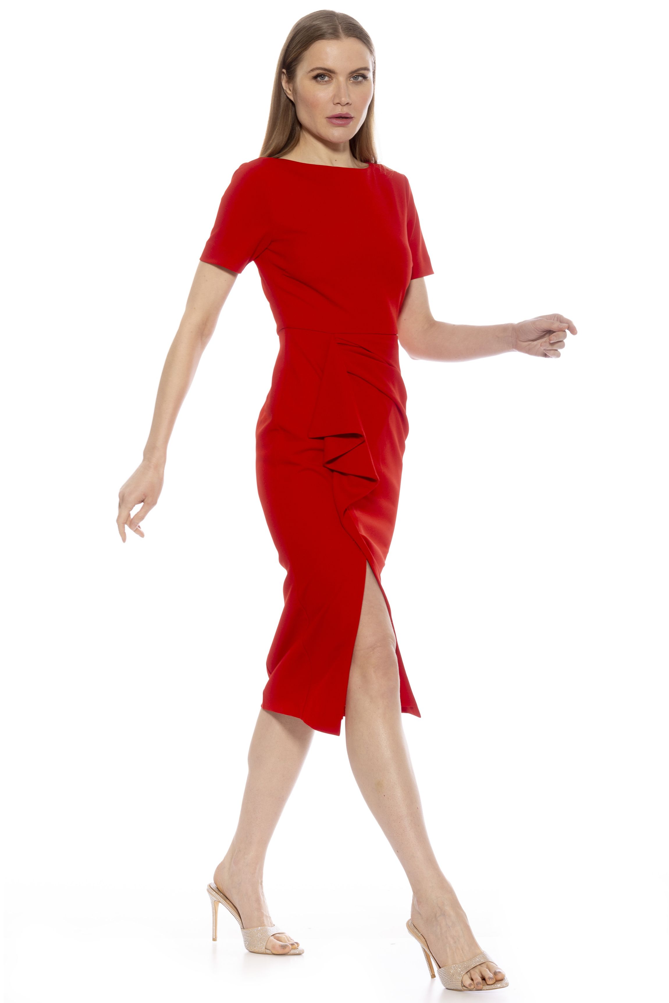 Zayd Boatneck Midi Sheath Dress