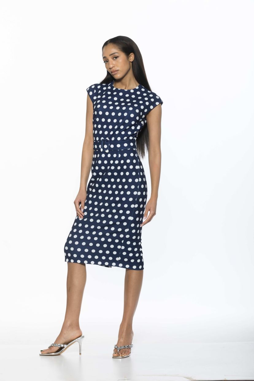 Blossom Crewneck Belted Sheath Dress