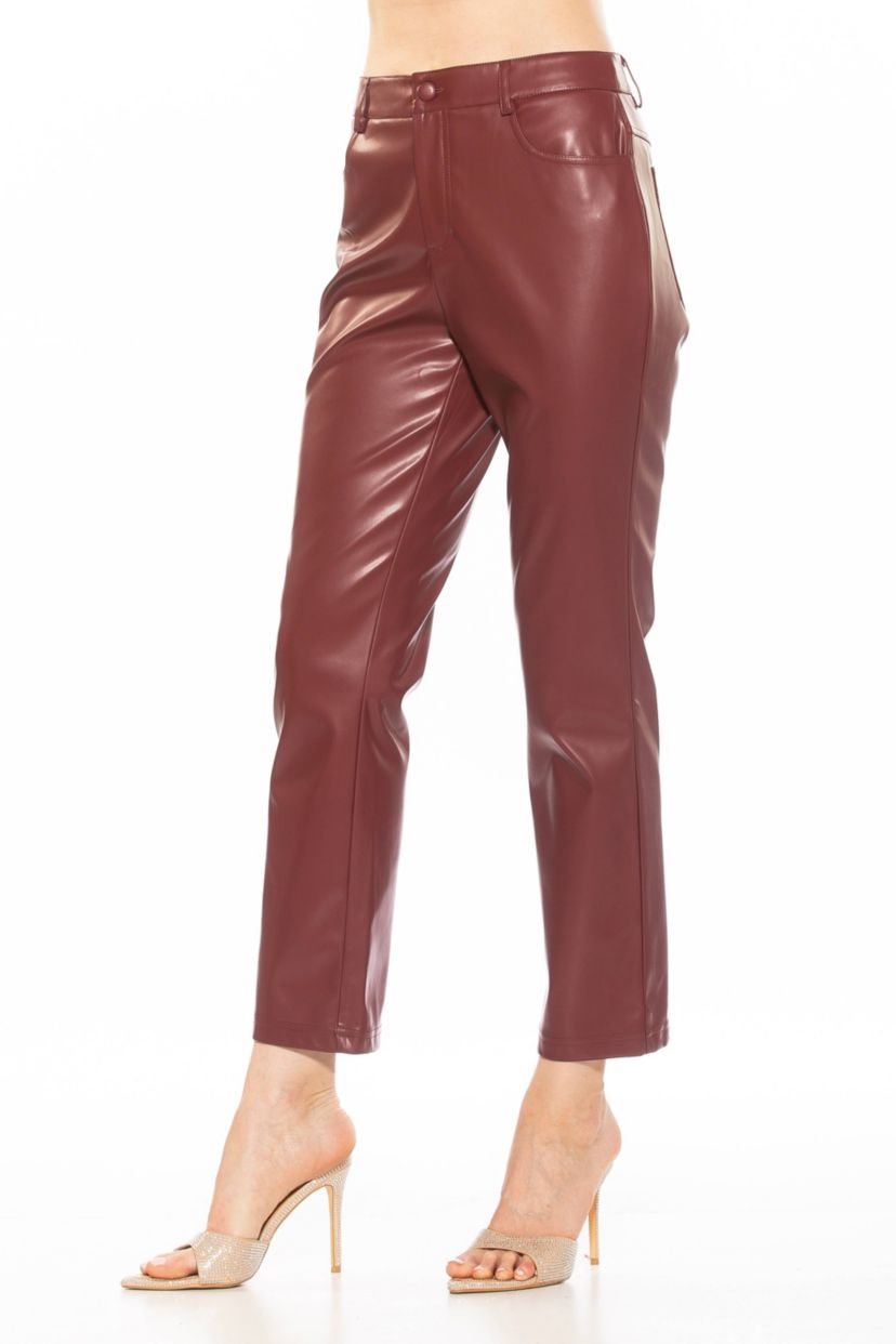Mila Mid Rise Slim Fit Faux Leather Pants