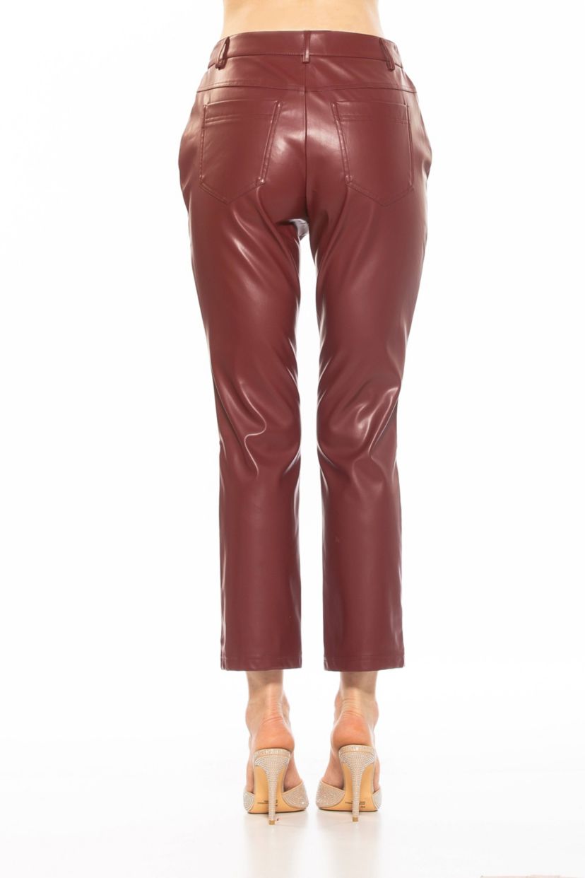Mila Mid Rise Slim Fit Faux Leather Pants