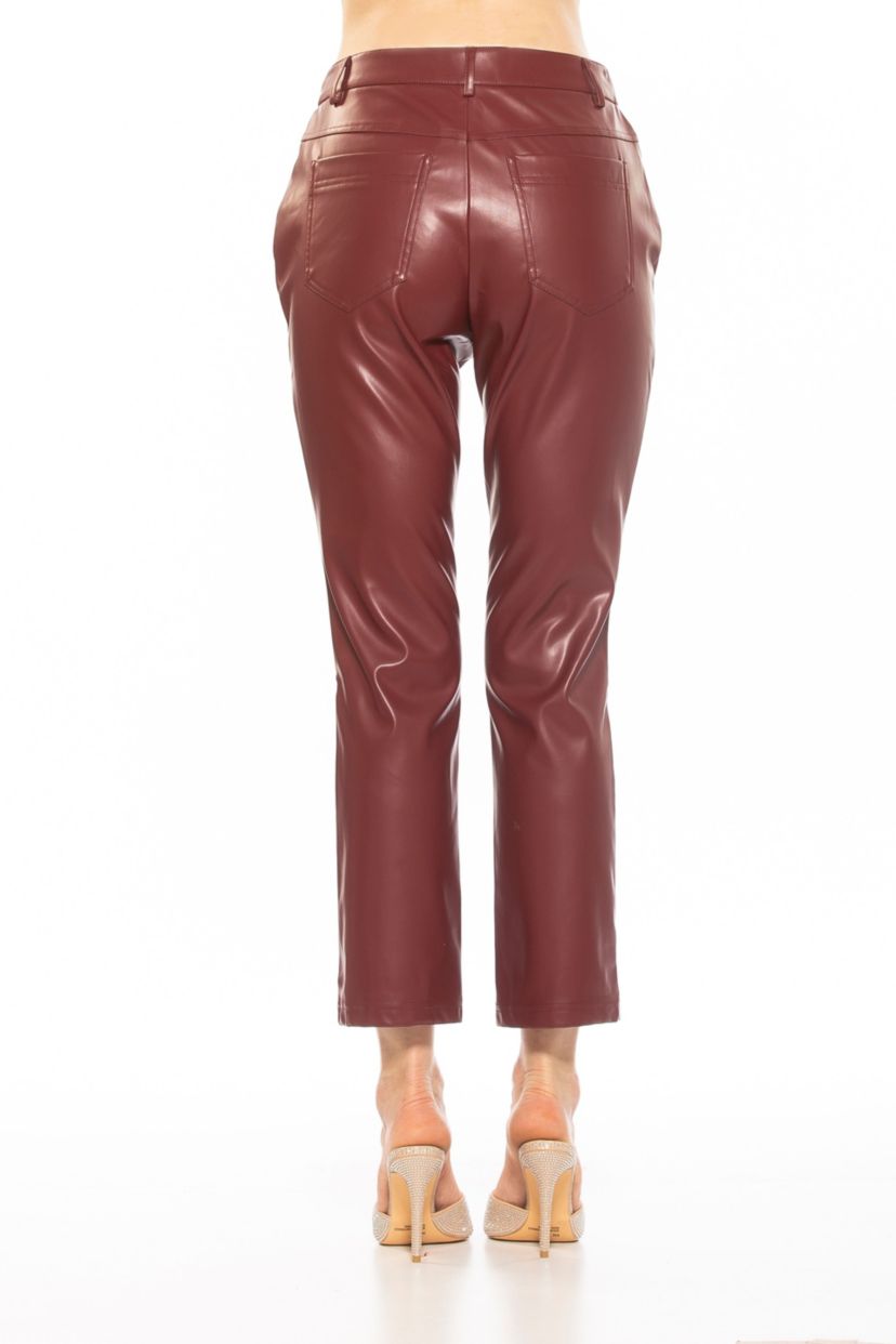 Mila Mid Rise Slim Fit Faux Leather Pants