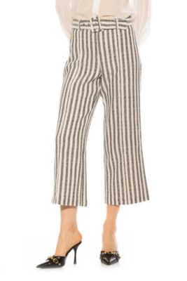 Alexia Admor Women's Caden Tweed Belted Wide Leg Pants, Navy Blue, 14