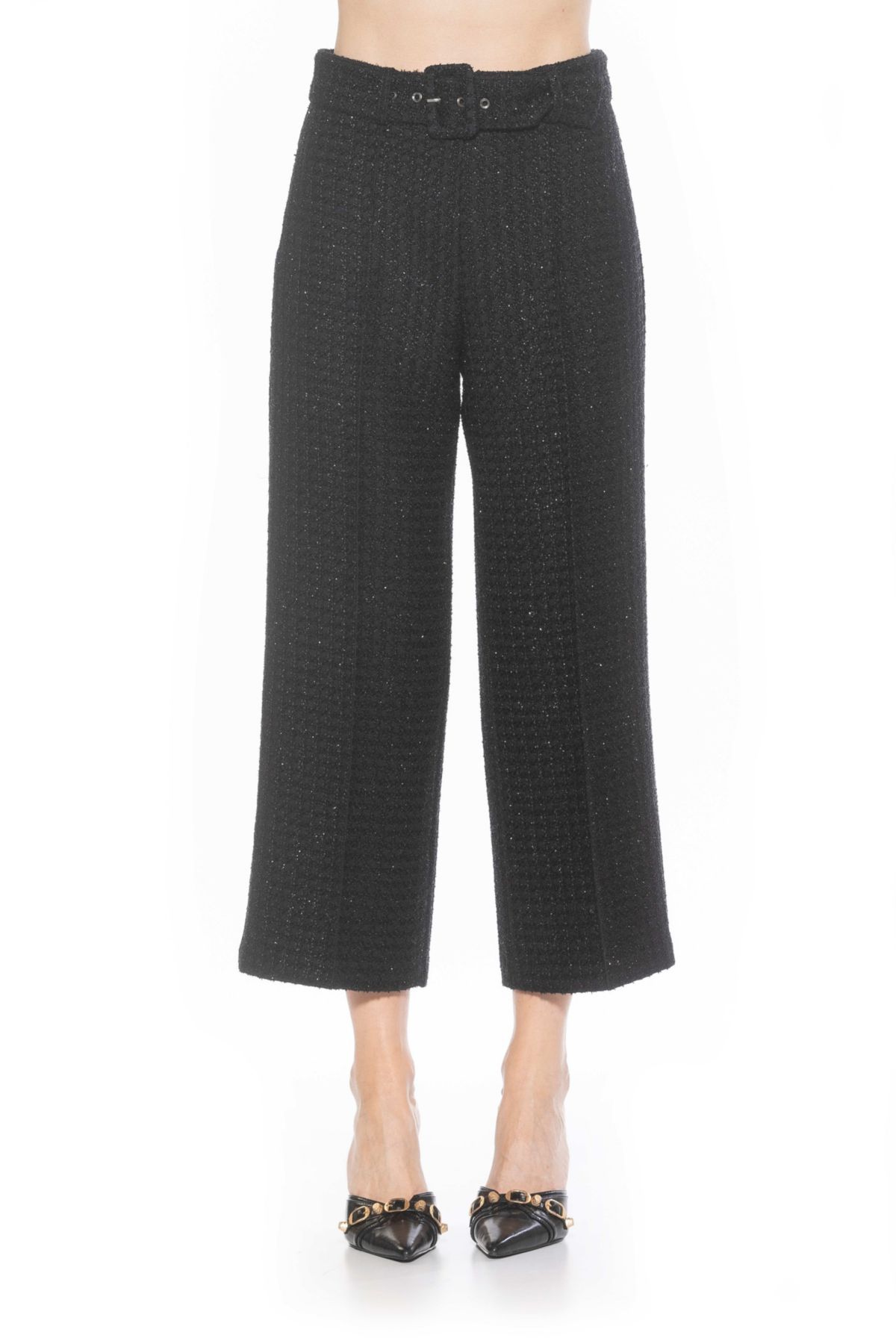 Caden Tweed Belted Wide Leg Pants