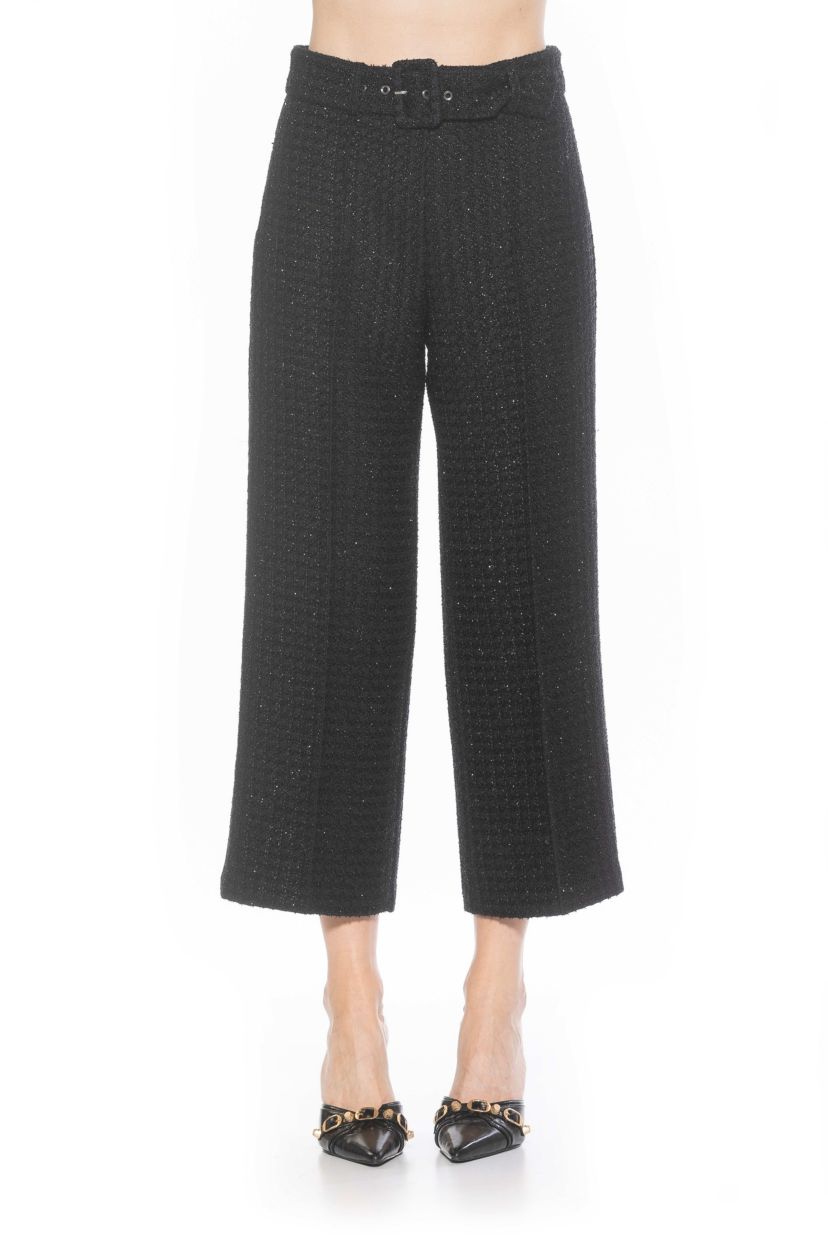Caden Tweed Belted Wide Leg Pants