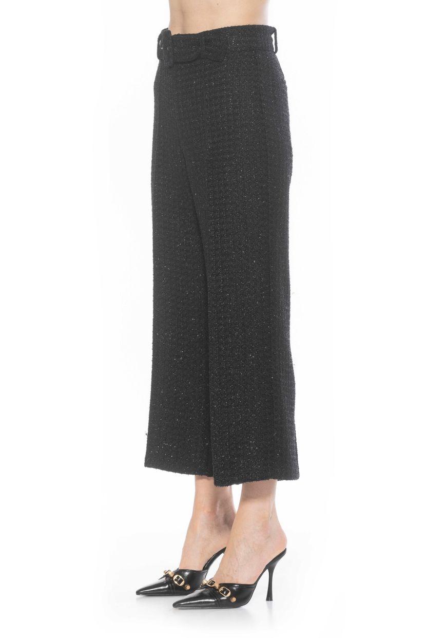 Caden Tweed Belted Wide Leg Pants