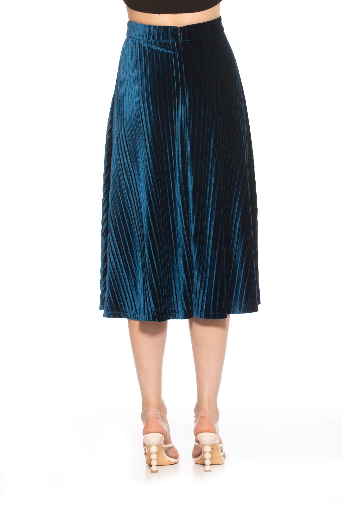 Alaina Pleated Velvet Midi Skirt