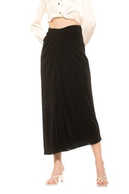 Jeanette Front Draped Slinky Midi Skirt