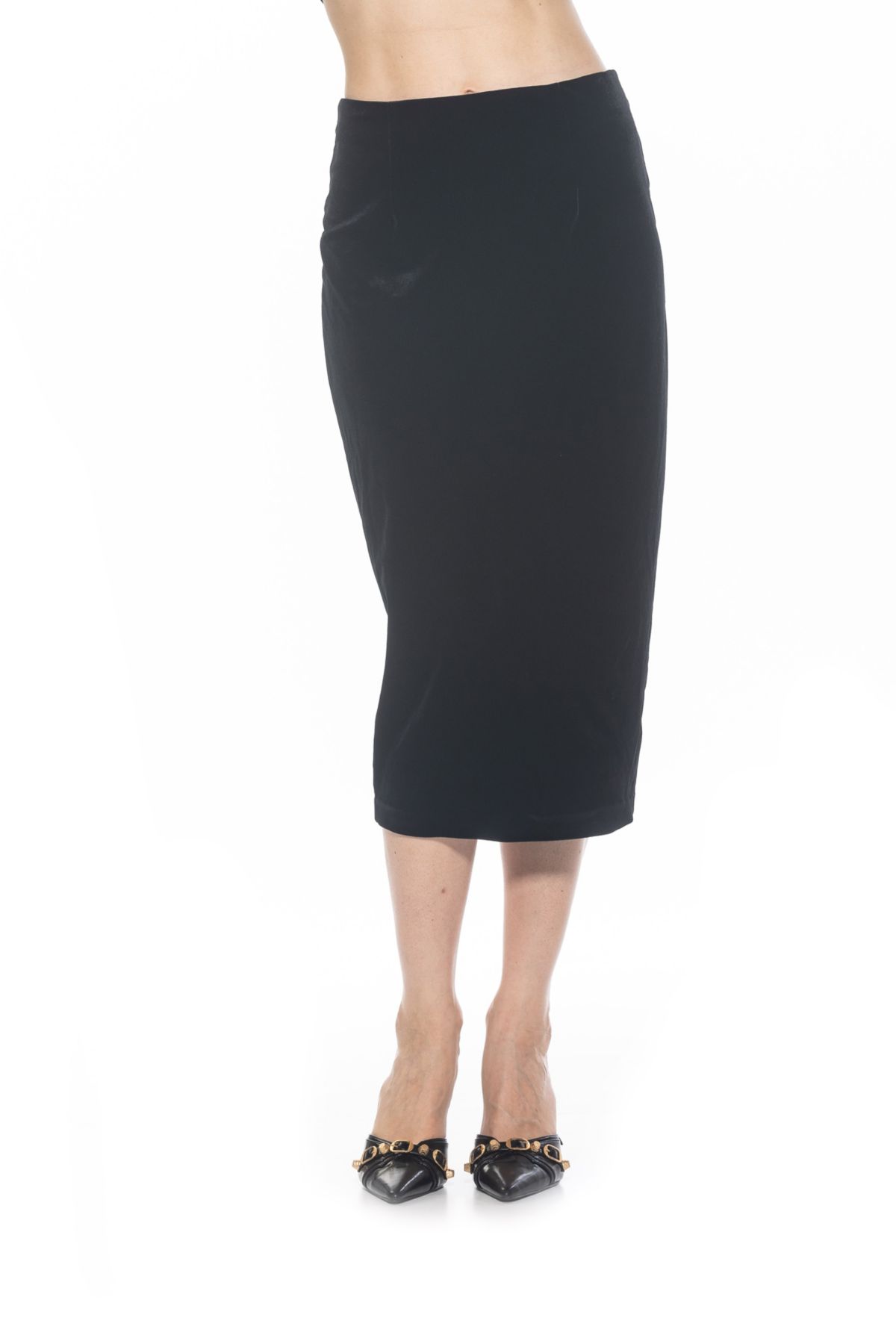 Jayden Solid Velvet Midi Skirt