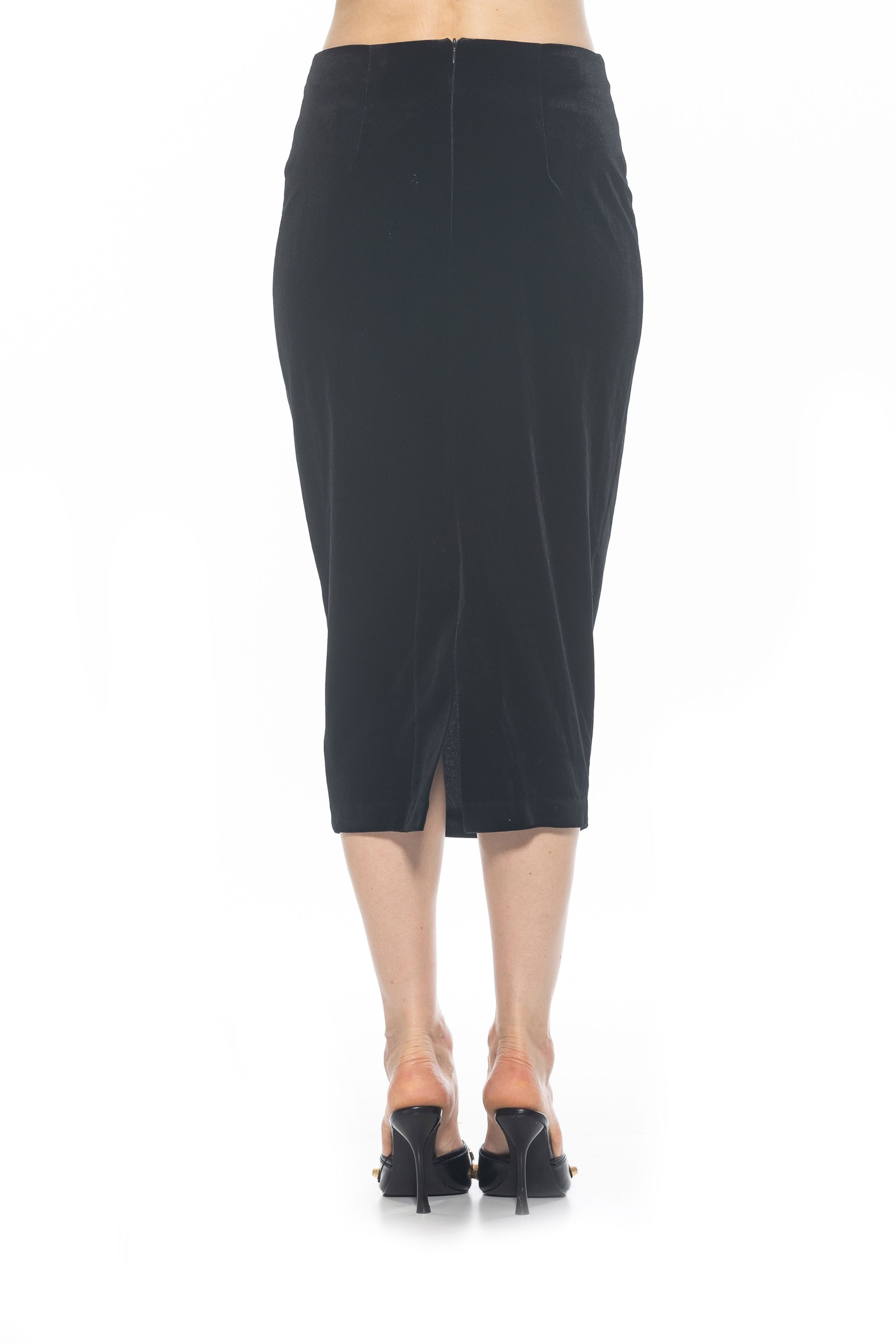 Jayden Solid Velvet Midi Skirt