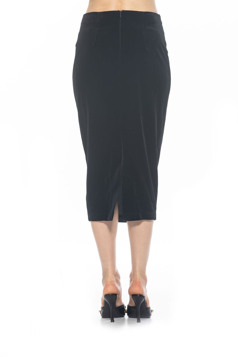 Jayden Solid Velvet Midi Skirt