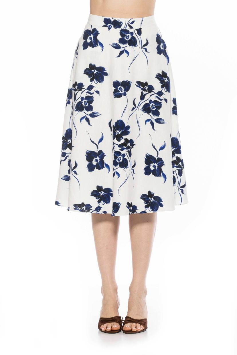 Mabel Linen Midi Flared Skirt