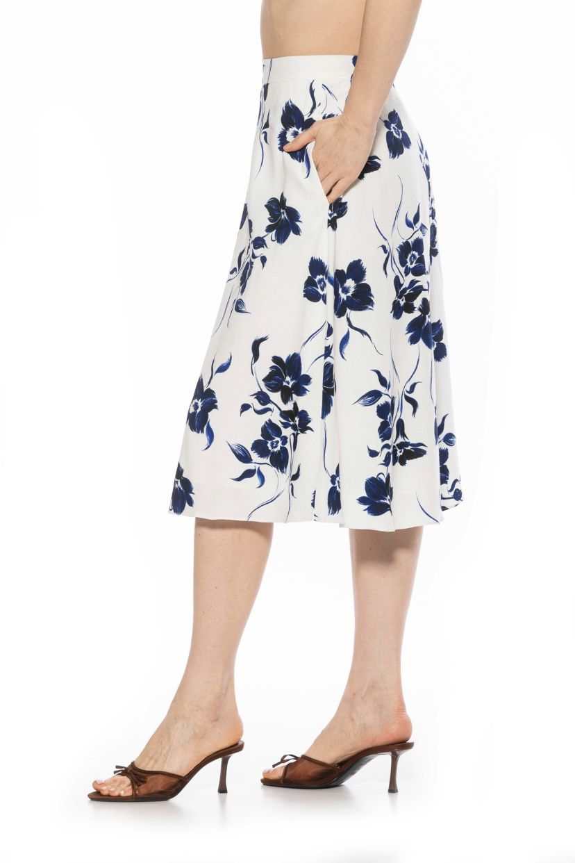 Mabel Linen Midi Flared Skirt