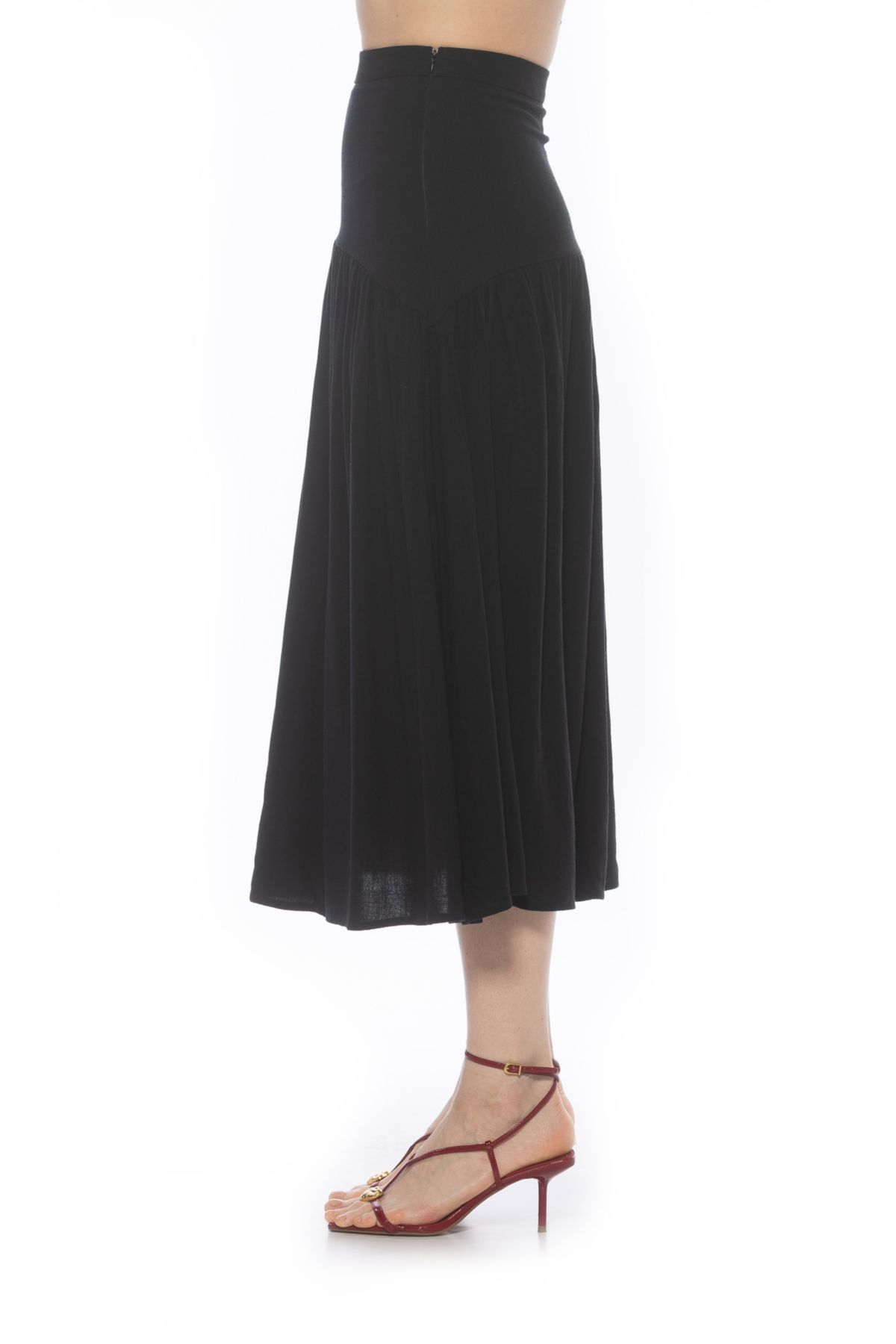 Michel Dropped Waist Midi Shirred Skirt