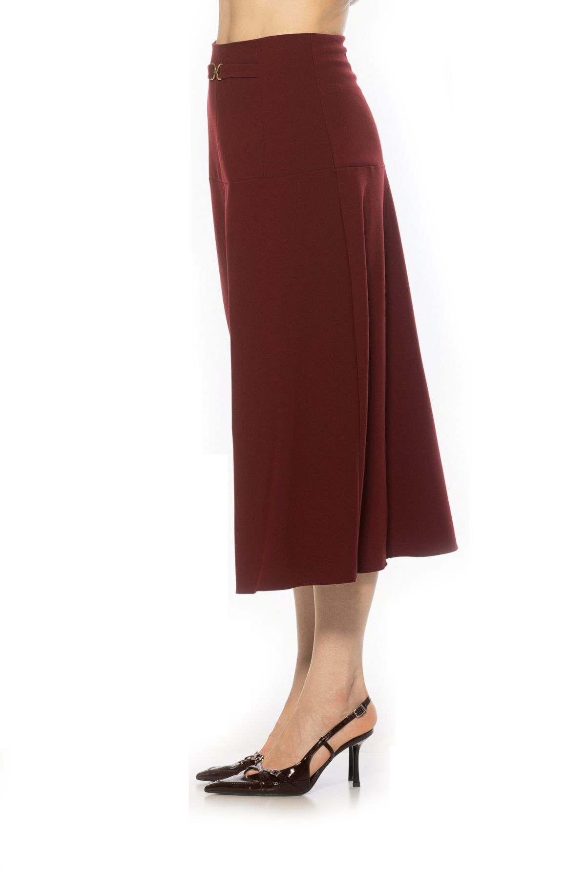 Eres Flared Midi Skirt With Front Detail