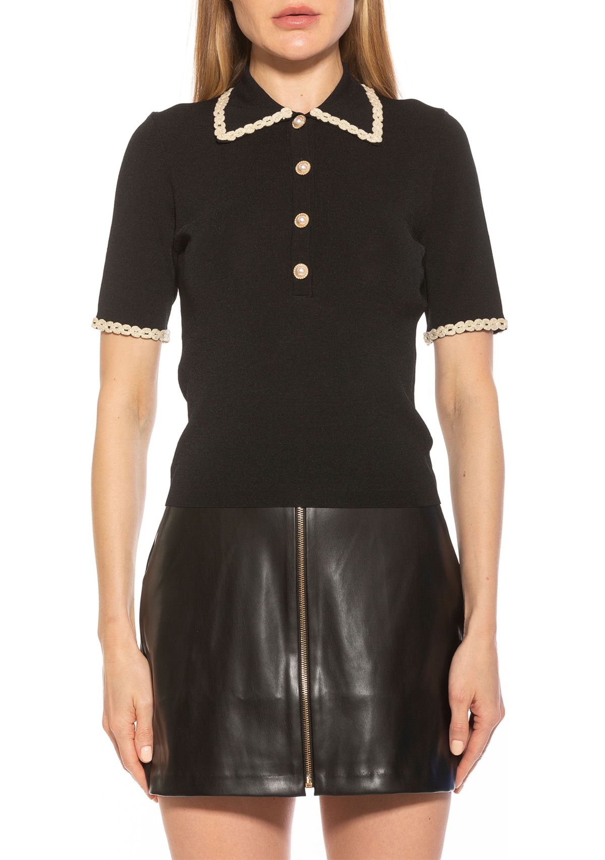 Brianna Short Sleeve Knit Collared Top