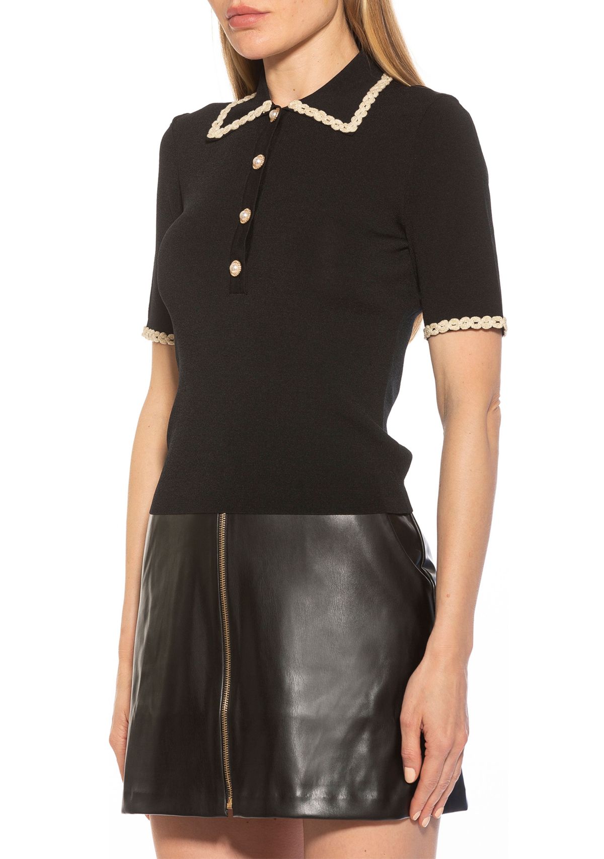 Brianna Short Sleeve Knit Collared Top