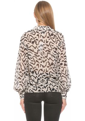 Mila Silky Collared Blouse With Blouson Sleeves