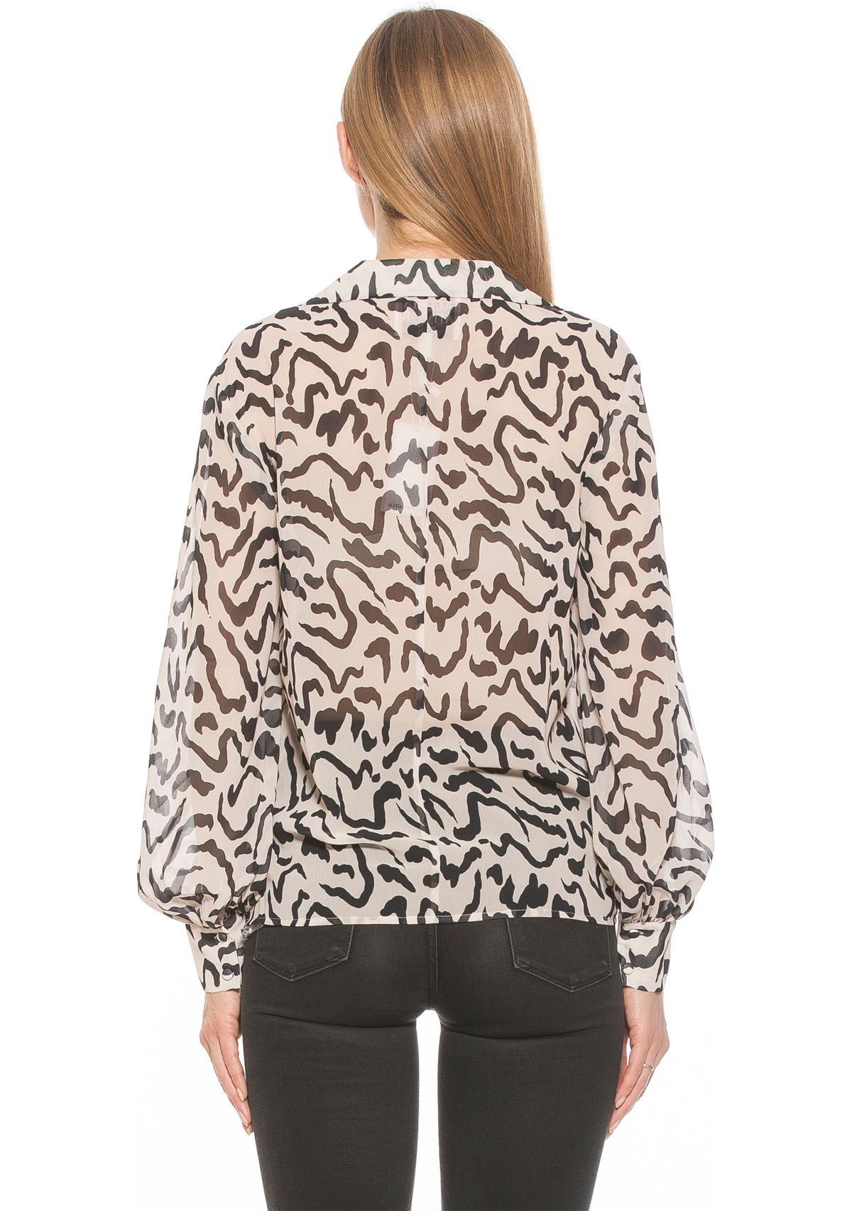 Mila Silky Collared Blouse With Blouson Sleeves