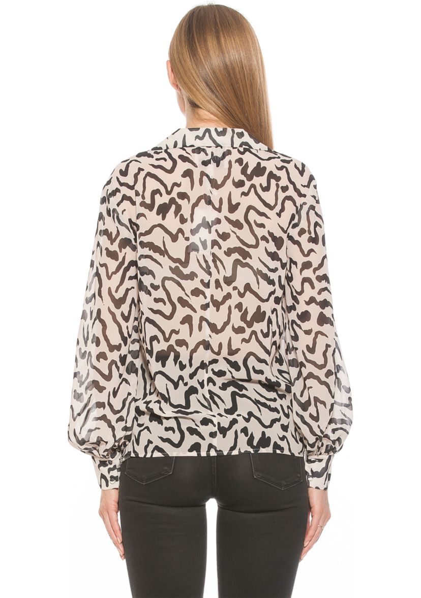 Mila Silky Collared Blouse With Blouson Sleeves