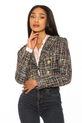 Jesse Tweed Cropped Blazer With Button Detail