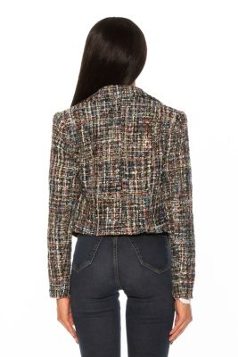 Jesse Tweed Cropped Blazer With Button Detail