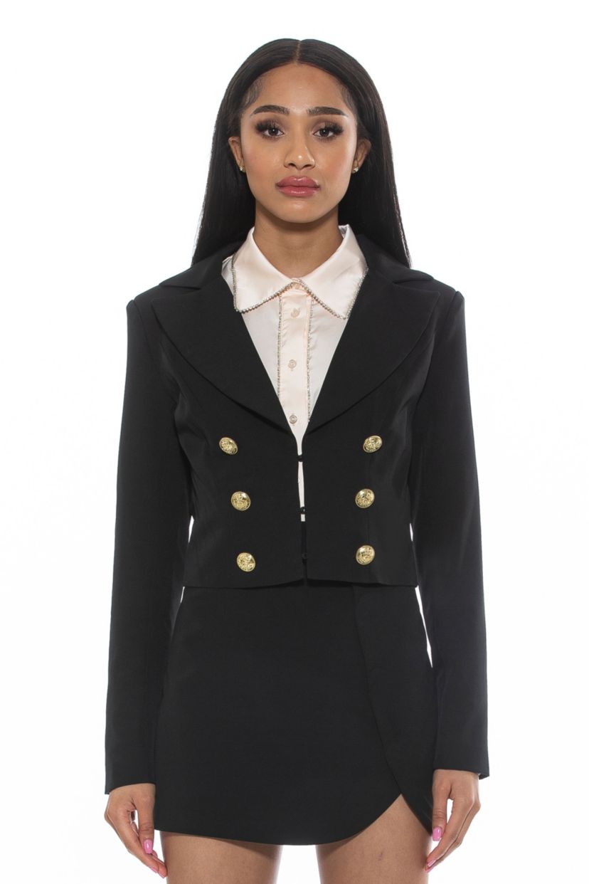 Jesse Cropped Blazer With Button Detail