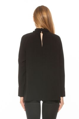 Danielle Draped Mockneck Silky Flowy Blouse