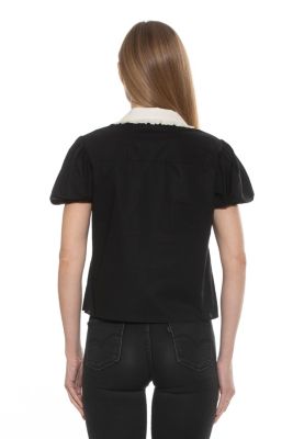 Sandra Short Sleeve Top With Embellished Buttons