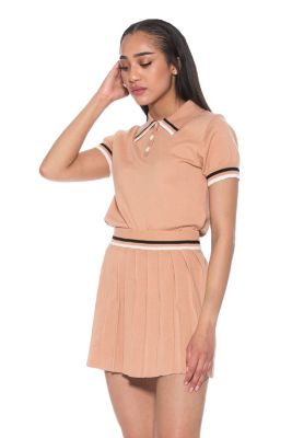Lena Short Sleeve Knit Collared Top