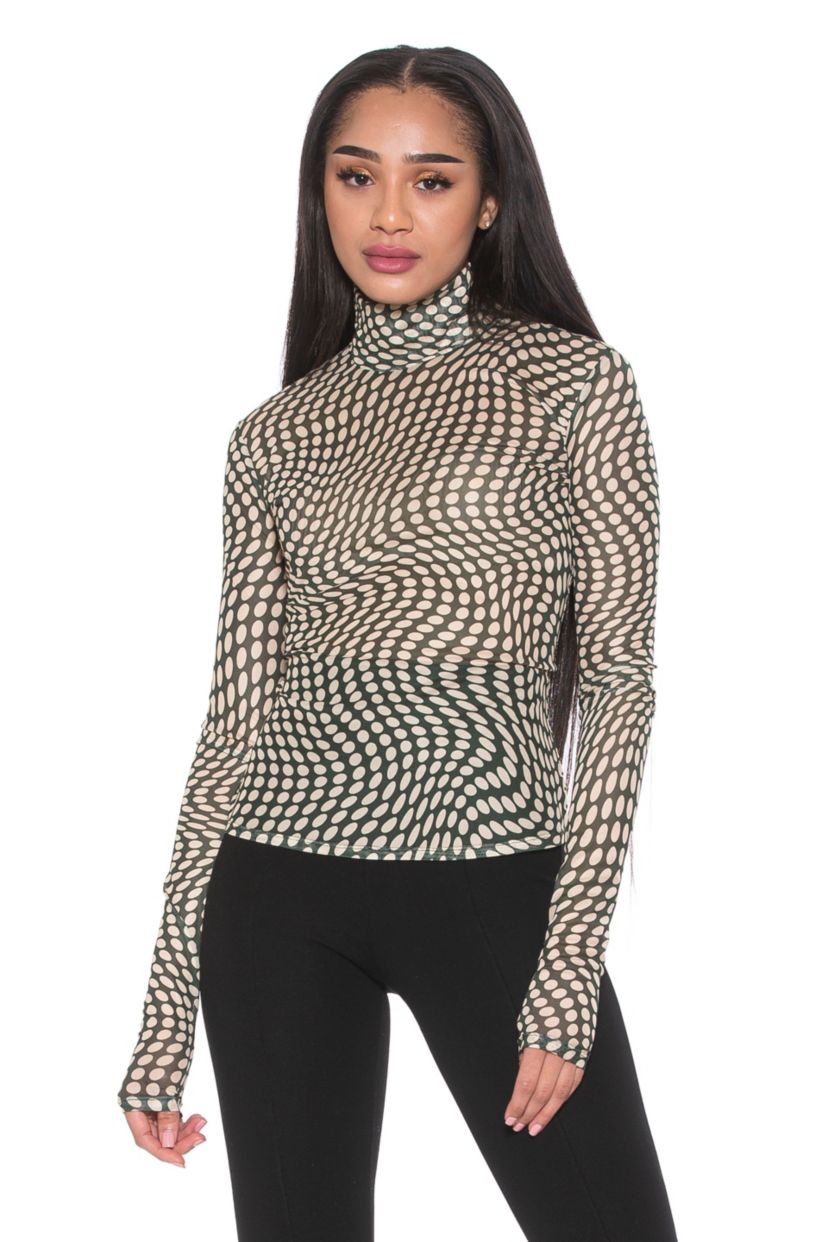 Doja Mesh Mockneck Long Sleeve Top