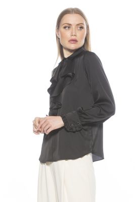 Brooks Long Sleeve Silky Ruffle Blouse