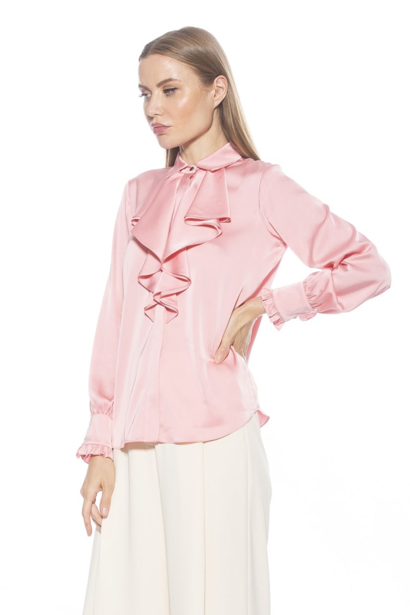 Brooks Long Sleeve Silky Ruffle Blouse