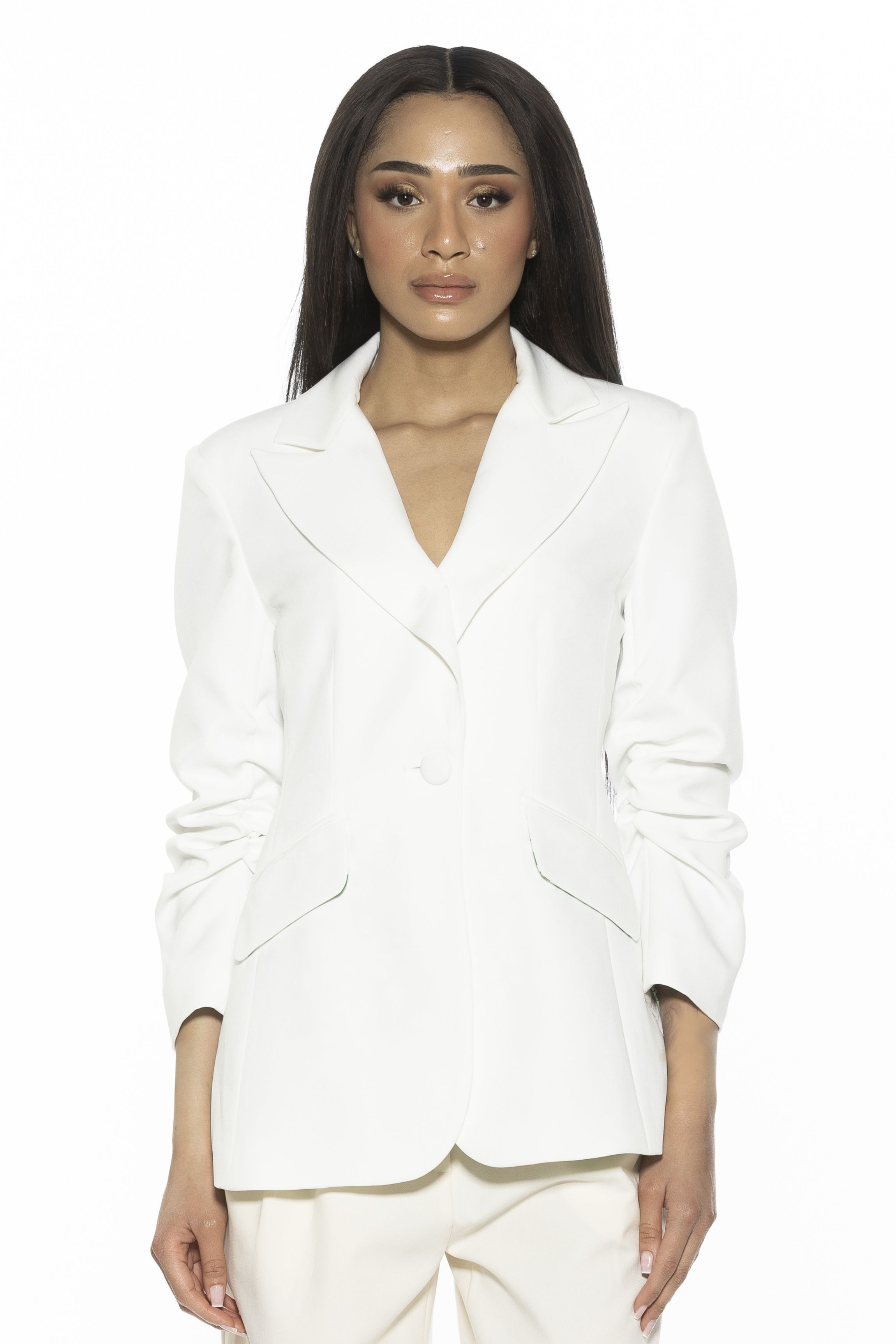 Tau Blazer With Scrunched Sleeve Detail