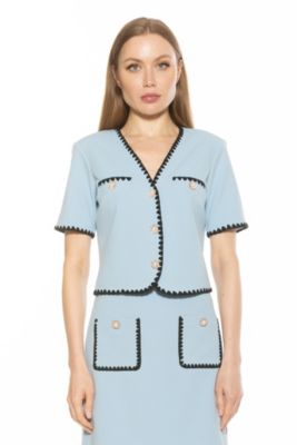 Willa Short Sleeve Embroidered Edge Jacket Top