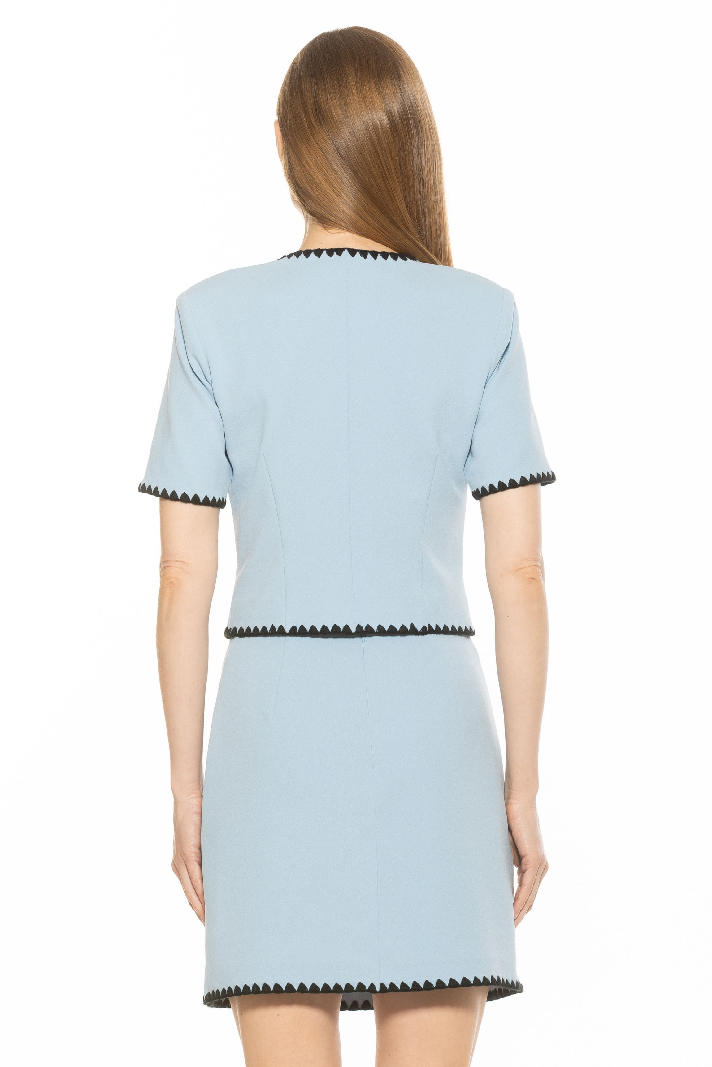 Willa Short Sleeve Embroidered Edge Jacket Top