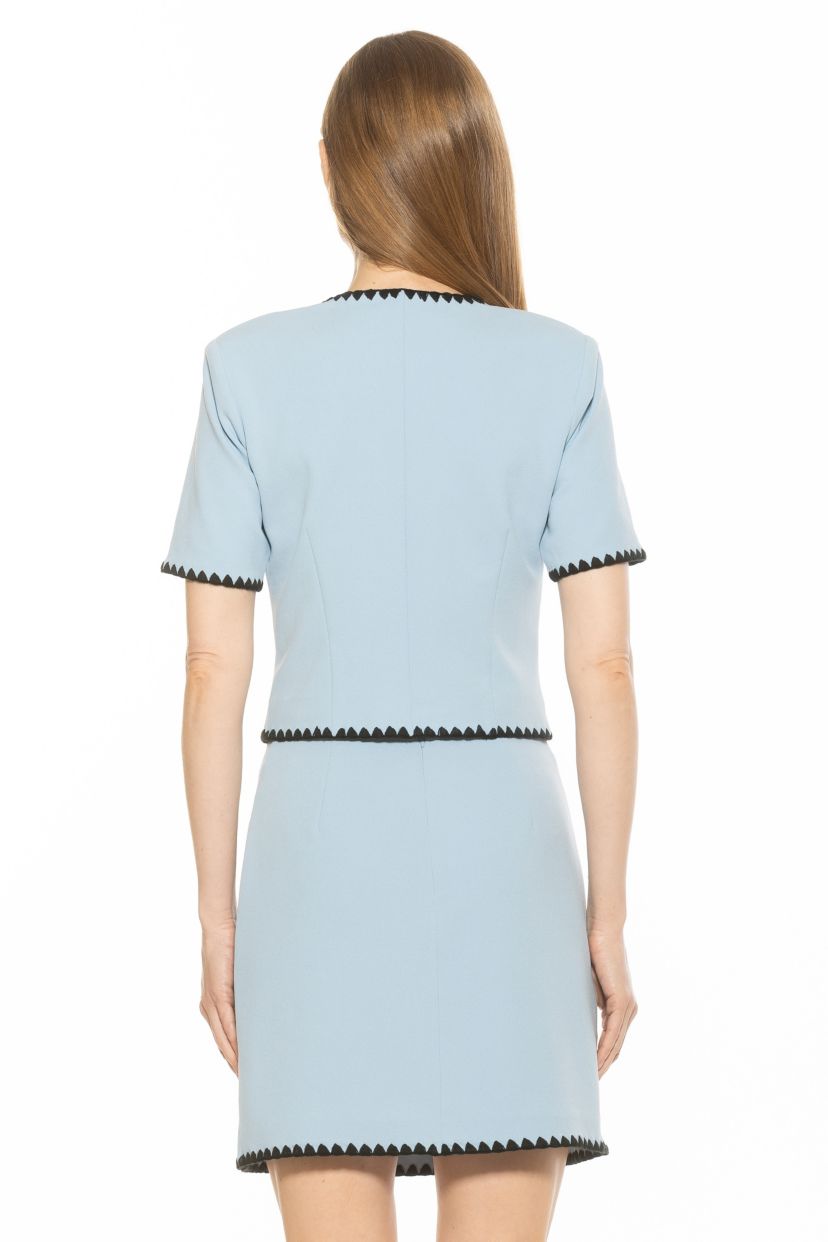 Willa Short Sleeve Embroidered Edge Jacket Top