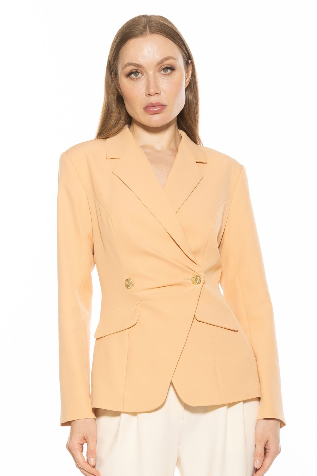 Tansy Draped Soft Strutctured Single Button Blazer