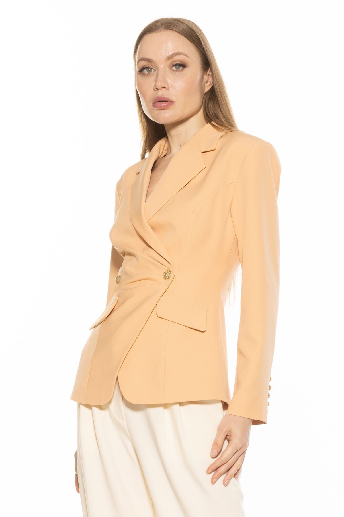 Tansy Draped Soft Strutctured Single Button Blazer