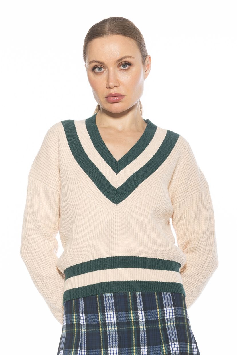 Leona Varsity Polo Sweater Top