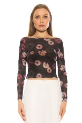 Alexia Admor Women's Opal Boatneck Sheer Mesh Top, Black, XS