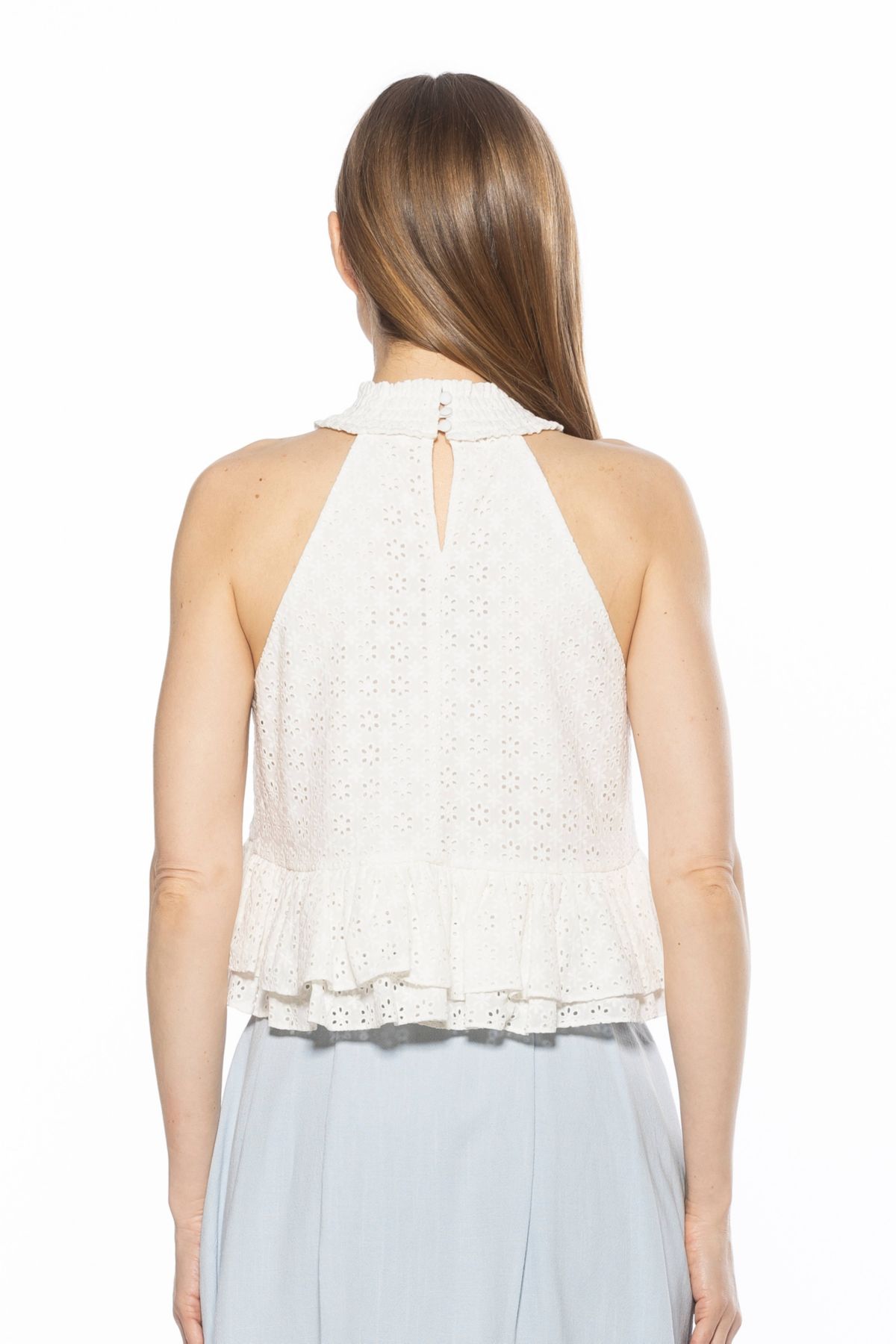 Roth Smocked Halter Ruffle Top