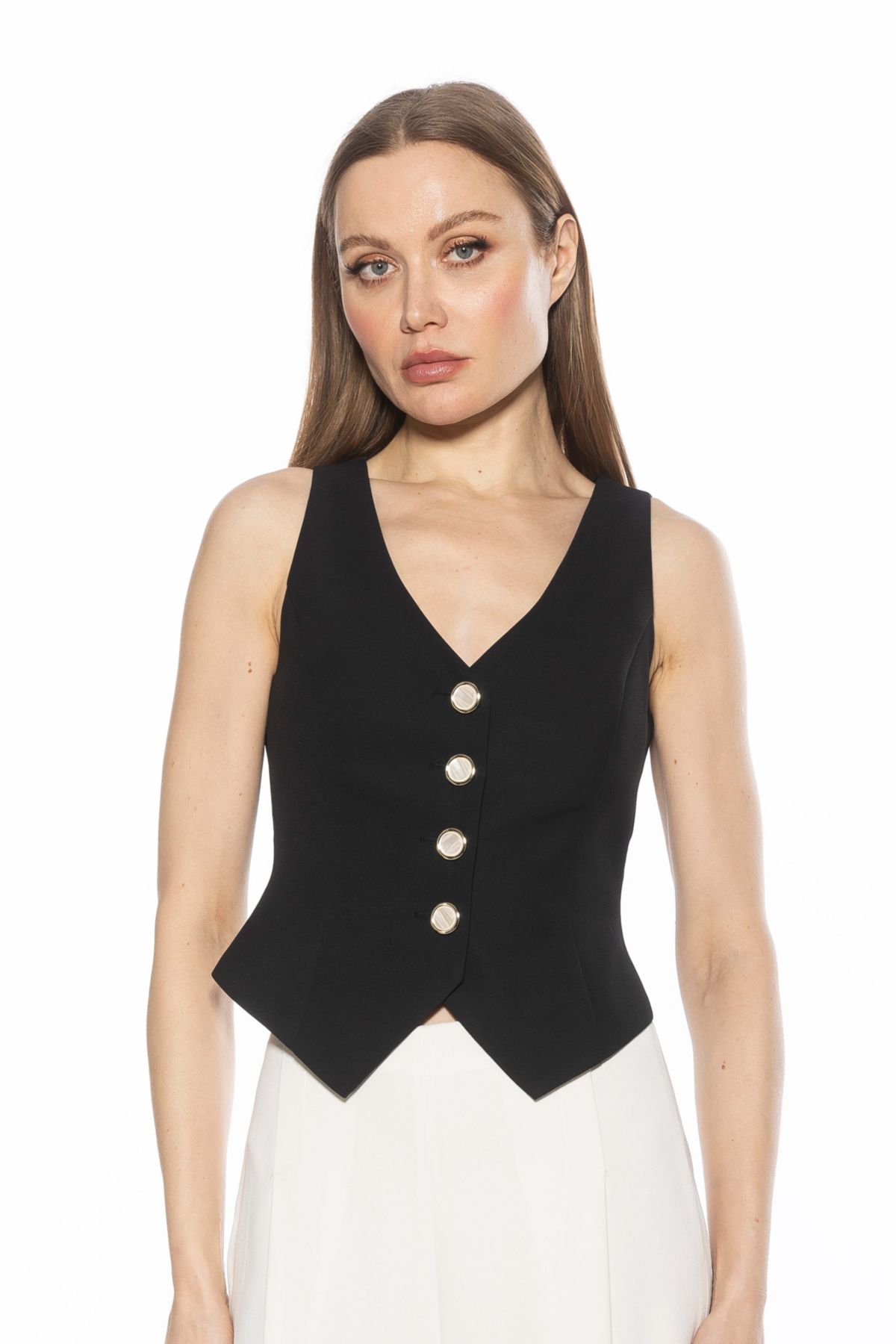Liliana Sleeveless Button Down Vest Top