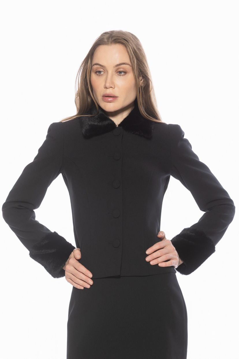 Fran Faux Fur Collar And Sleeve Jacket