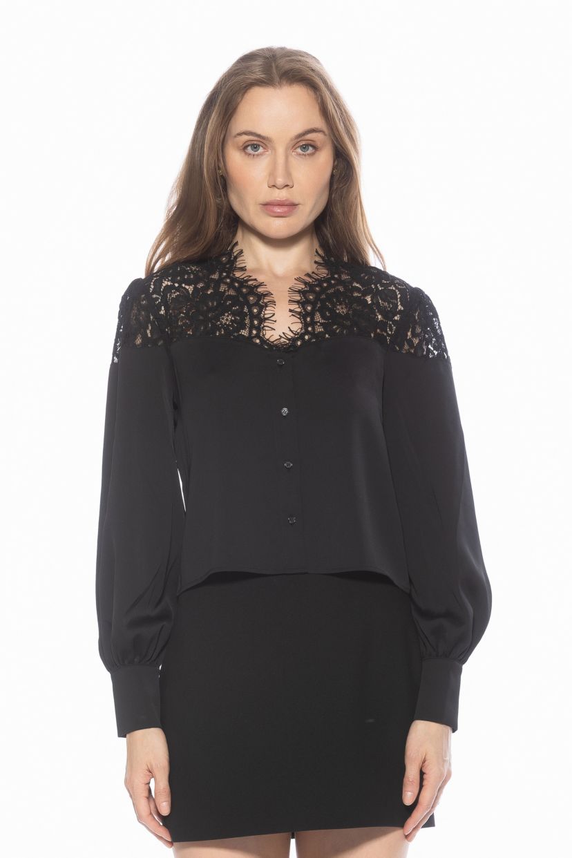 Bryne Lace Appique Silky Top