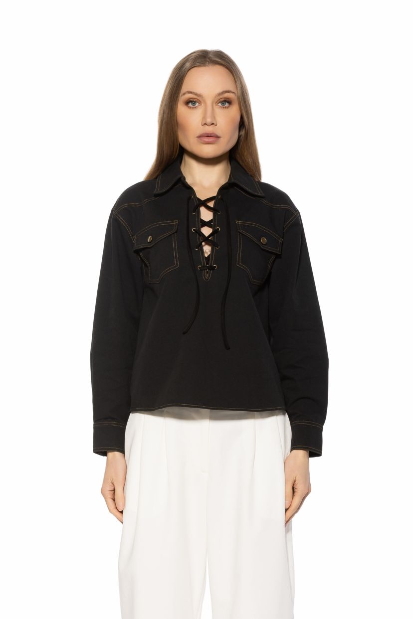 Alexia Admor Thalina Shirt With Front Lace Up Detail | Belk