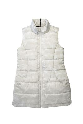 Zelos Puffer Vest Womens Size Medium White Floral Quilted Sleeveless Full  Zip