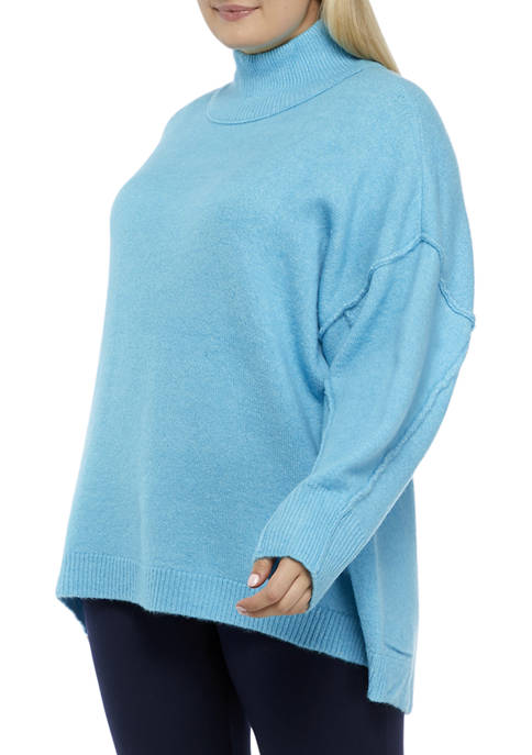 Plus Size Mock Neck Tunic Sweater 