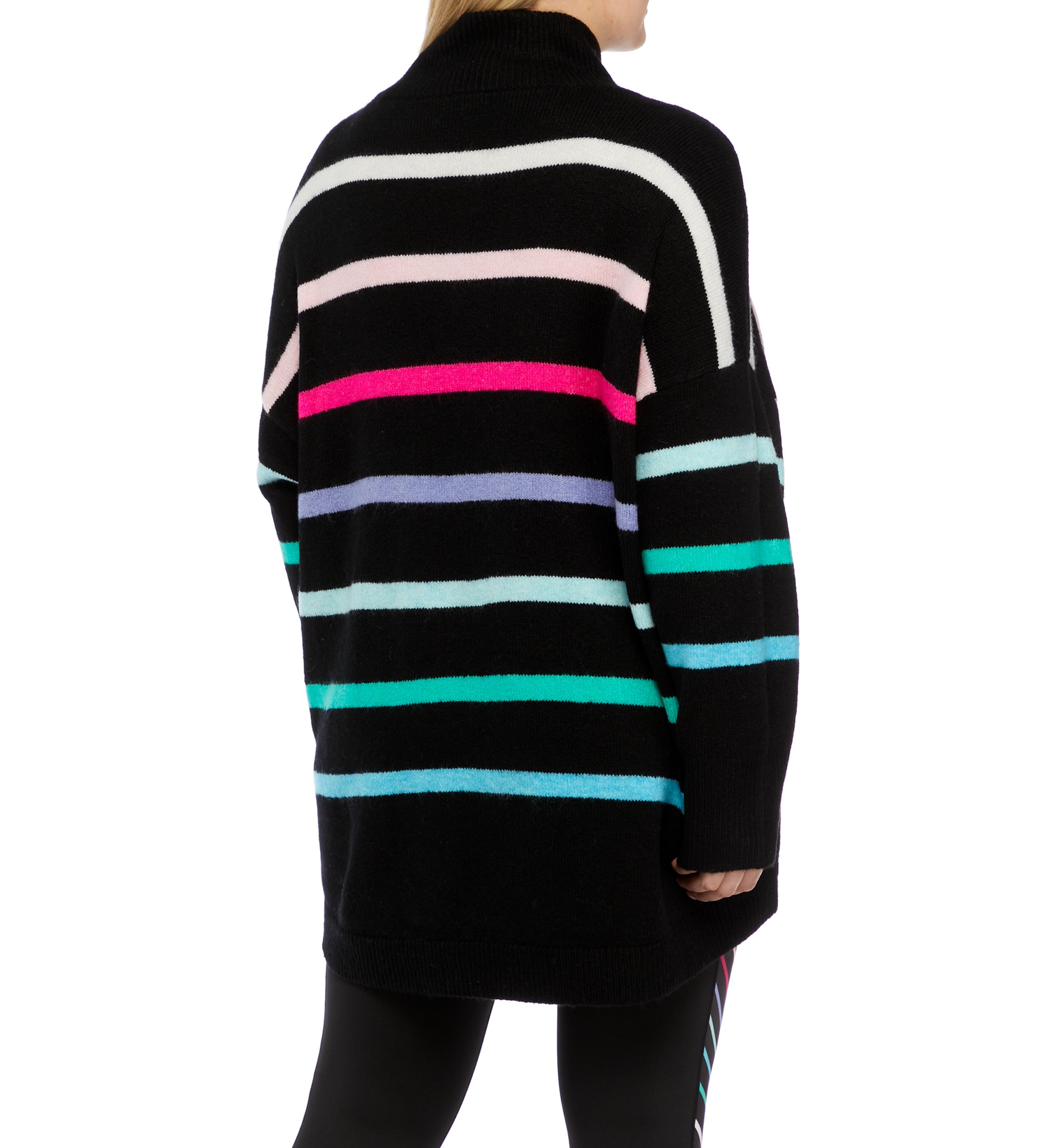 Plus Size Striped Mock Neck Tunic Sweater 