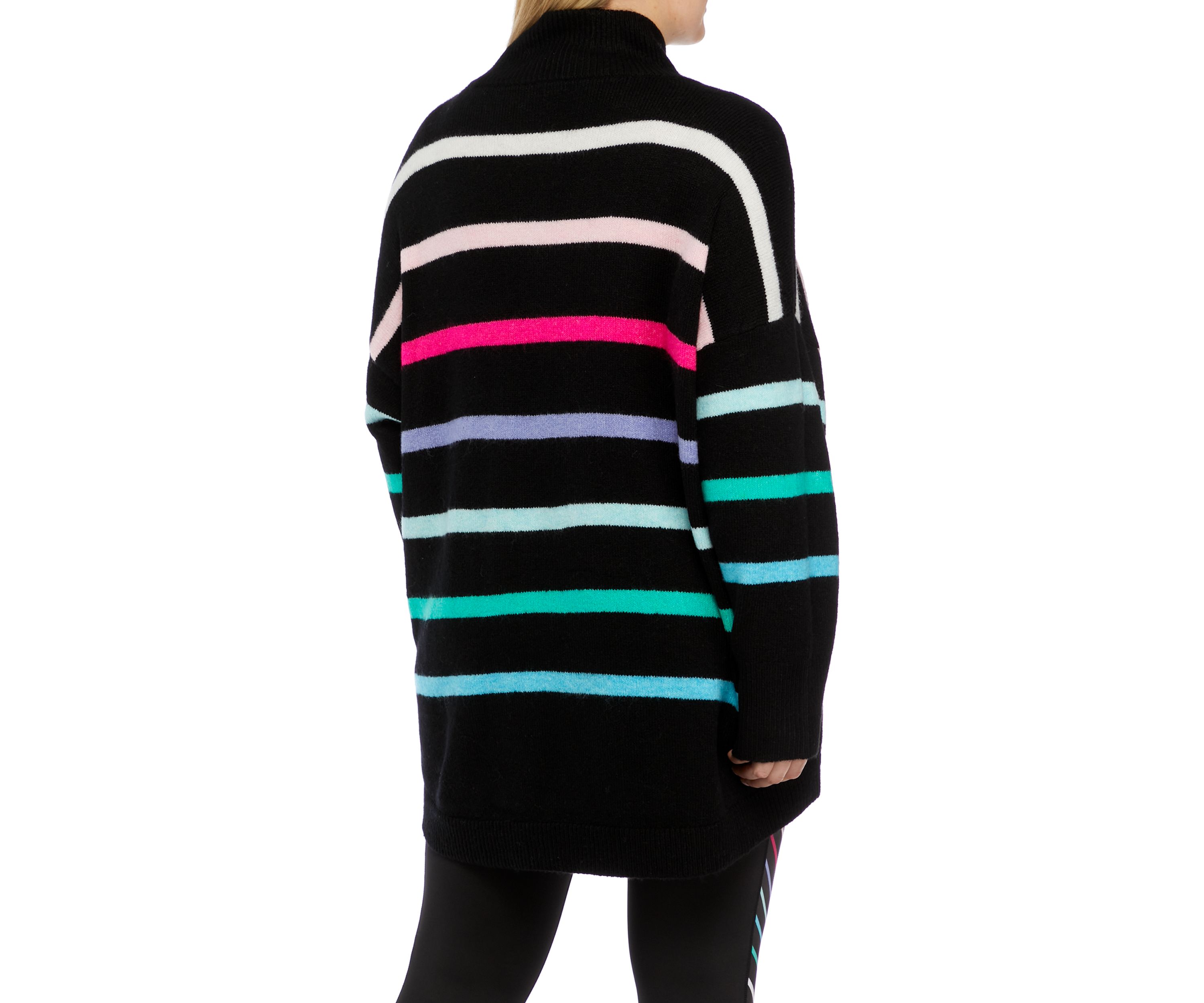 Plus Size Striped Mock Neck Tunic Sweater 