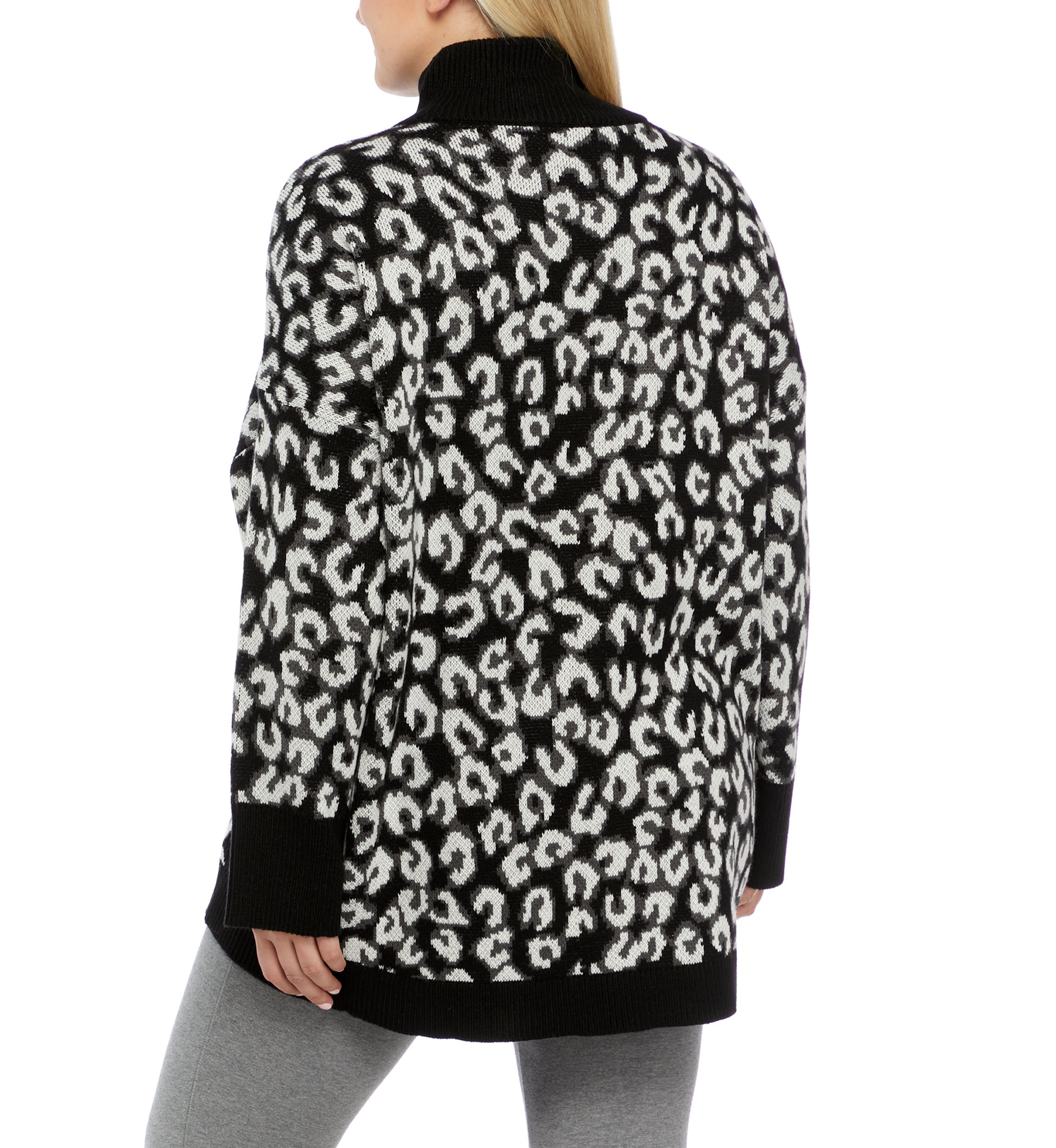  Plus Size Animal Print Mock Neck Tunic Sweater 